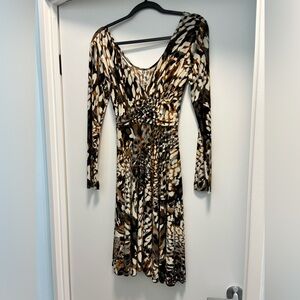 Elegant Animal Print Long Sleeve Dress